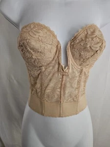 Jezebel Bra Womens Beige Longline Underwire MADE IN USA Size 34C - Picture 1 of 8