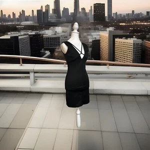 NWOT Women’s Black Bodycon Cut Out Chest Strappy Little Black Dress Size S Cute! - Picture 1 of 18