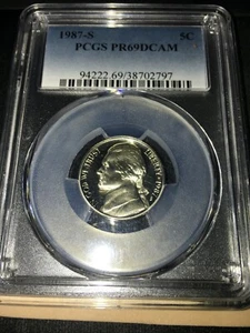 1987 S USA, ¢5 Jefferson Nickel; PCGS Graded PR-69 DCam #797 - Picture 1 of 6