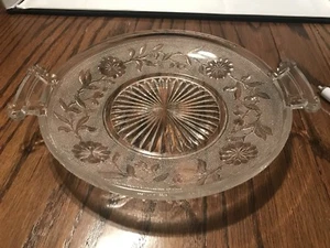 Vintage “Floral” Crystal Closed Handled Tray - Picture 1 of 6