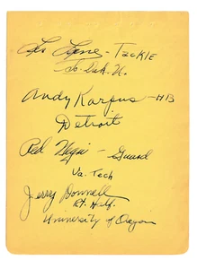 BOSTON BEARS 1940 SIGNED ALBUM PAGE LES LANE ANDY KARPUS RED NEGRI JERRY DONNELL - Bild 1 von 1