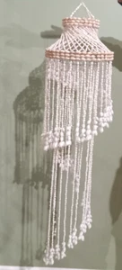 Vintage White Handmade Sea Shell Chandelier Swirl Design 46" - Picture 1 of 12