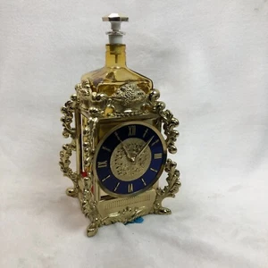 Vintage Perfume Bottle w/ Gilt Clockwork Brass Music Box Stand 11" Tall - Bild 1 von 14