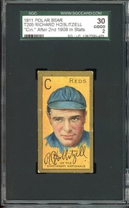 1911 T205 Gold Border Tobacco Dick Hoblitzell "Cin" After 2nd 1908 Stats SGC 2