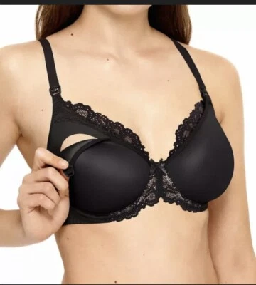 Sujetador de enfermería Wacoal para mujer sin alambres, negro, 36D Foto 1 de 3
