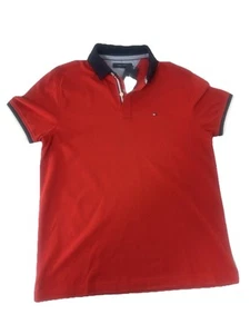 Tommy Hilfiger Red Polo 1985 Slim Embroidered Short Sleeve Cotton Shirt NWT - Picture 1 of 8