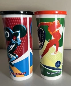TUPPERWARE Neu 2 BECHER - GERADE SEITE 16 UNZEN Sportbecher Dichtungen Tennis Heben - Bild 1 von 10
