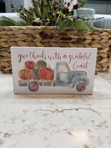 Primitives By Kathy Box Sign Give Thanks 6 1/4”x 3 3/4” - Picture 1 of 7