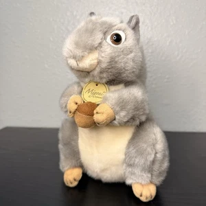 Eichhörnchen mit Nuss Lovey Plüschtier Miyoni von Aurora Tier grau Plüsch 8 Zoll weich - Bild 1 von 9