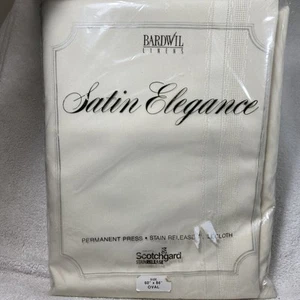 Bardwil Linens Tablecloth Oval 60x84 Satin Elegance Stain Release Ivory - Picture 1 of 14