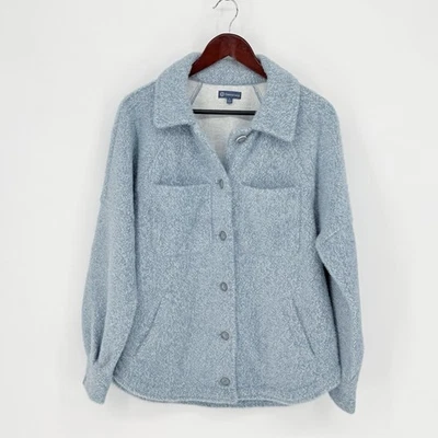 Democracy Mujer PEQUEÑA Chaqueta Azul Blanco Gran Tamaño Bolsillos Abotonados Suave Foto 1 de 4