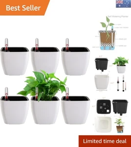6 Pack Self Watering Plant Pots, 5 Inch with Water Level Indicator for Easy Care - Picture 1 of 8