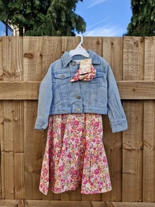 Summer 3 Piece Set Dress,denim Jacket And Scrunchie Aged 2years - Picture 1 of 7
