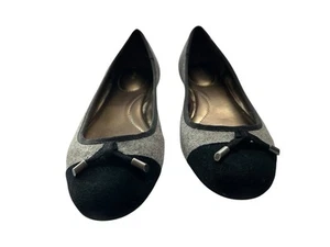 LANDS END Size 11 Black & Gray Ballet Flats Shoes Elegant Old Money Classic Prep - Picture 1 of 5