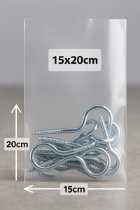 100 clear 15x20cm polythene bags, 300g heavy-duty plastic, screw hook storage - Picture 1 of 2