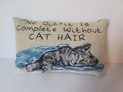 "No Outfit Is Complete Without Cat Hair" Cat Lover Tapestry Pillow Decor - Image 1 of 2
