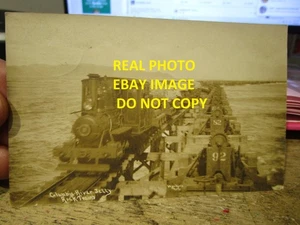OLD PICTURE PHOTO Real Postcard Fort Stevens Oregon Columbia River Jetty Trains - Photo 1 sur 2