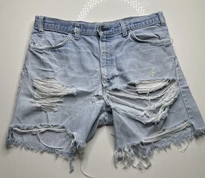 Vintage Levi's Orange Tab Cut Off Jeansshorts Blau Destroyed 33 **siehe Details - Bild 1 von 6