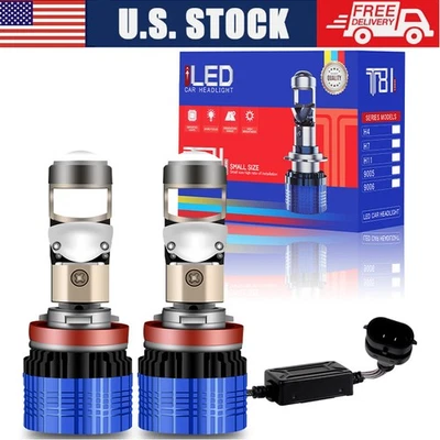 2pcs H11 Mini Compact LED Projector Lens Headlight Bulbs kit Low Beam 6000K RHD - Image 1 of 4