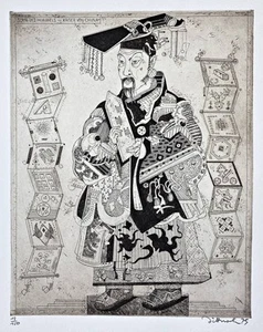 Simon Dittrich - Emperador China Emperador chino grabado grabado firmado 1979 - Imagen 1 de 1