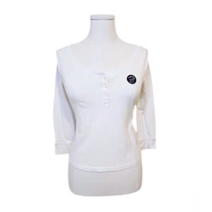 Vintage Y2K Hollister Henley Top Womens White Bella Swan 3/4 Sleeve Sz XS - Picture 1 of 8