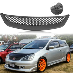 For 2001-2003 Honda Civic JDM Type Front Mesh Hood Black ABS Bumper Grill Grille - Picture 1 of 10