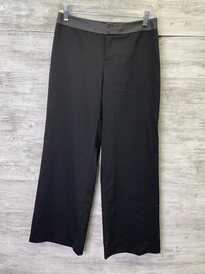 Club Monaco Wool Pants Size 0 Womens Black Low Rise Lamb Leather Trim - Image 1 of 4