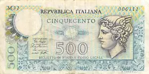 Italy 500 Lire 2.4.1979 Series M 31 Circulated Banknote AA9 - Picture 1 of 2