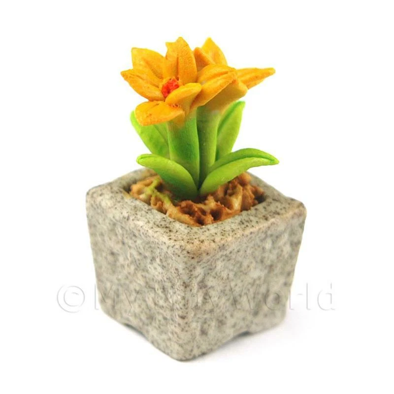 Miniatura Fatto A Mano Dark Giallo Ceramica Fiore - Immagine 1 di 1