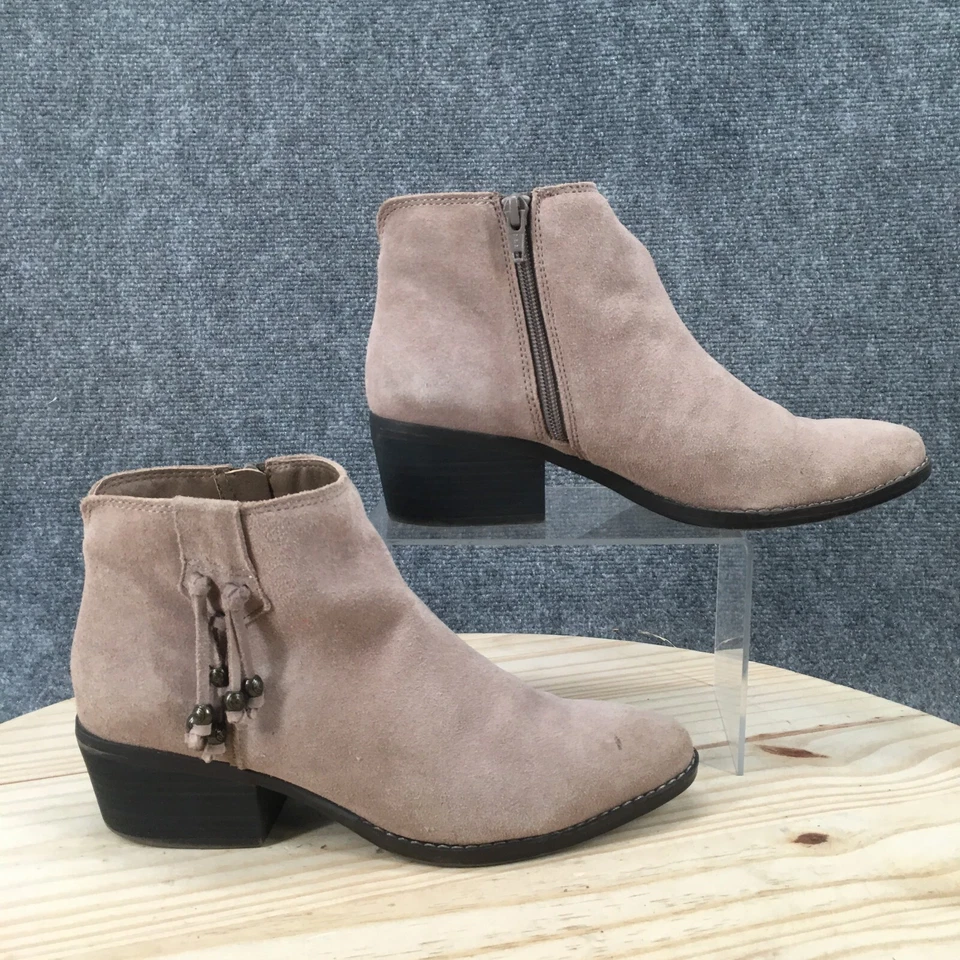 White Mountain Boots Womens 8.5 M Havana Ankle Booties Beige Leather Heels Zip - Imagem 1 de 4