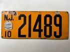 Antique 1910 New Jersey Porcelain License Plate