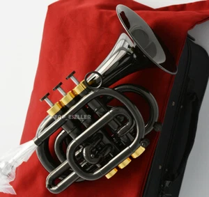 Black and Gold Bb Pocket Trumpet Monel Valves FREE SHIPPING - Picture 1 of 4