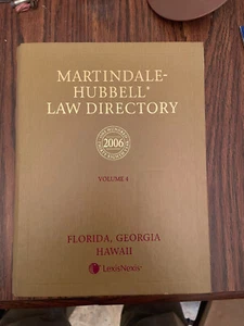 Martindale Hubbell Law Directory Volume 4 Lawyers 2006 Legal Display Book FL, GA - Picture 1 of 1