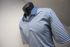 Adidas Golf Polo ClimaCool Striped Short Sleeve Golf Shirt Mens Size Medium - Picture 1 of 7