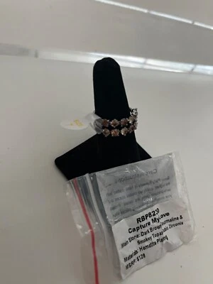 Bomb Party NEW Ring SIZE 7 Capture My Love Smokey Topaz/Brown Tourmaline Hematit - Image 1 of 2