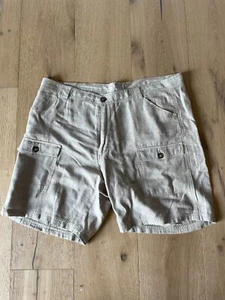 Tasso Elba New Linen Blend Flat Front Tan Casual Cargo Shorts Size 42 - Picture 1 of 3