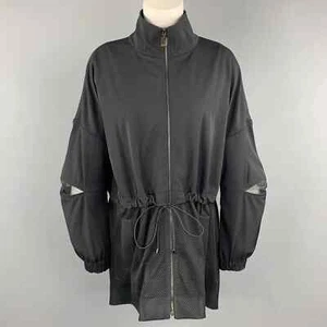 ST. JOHN Black Wool Blend Mesh Panel Drawstring Coat - Picture 1 of 7