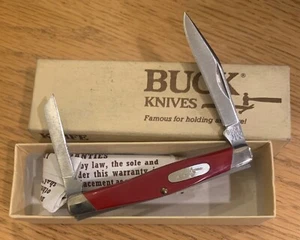 RARE VINTAGE 1989 BUCK 305 SMOOTH RED LANCER KNIFE NEVER USED IN BOX - Picture 1 of 3