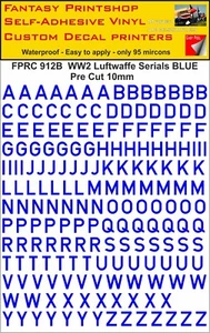 RC Vinyle Autocollant Décalcomanie Allemand Luftwaffe Numéros de Série Bleu 10MM - Bild 1 von 3