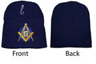 8" NAVY MASONIC EMBROIDERED WINTER BEANIE SKULL CAP mason hat 