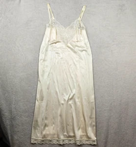 Vintage Slip Dress Lingerie Womens Lace Retro Glam Fairy Coquette Beige Nude - Picture 1 of 9