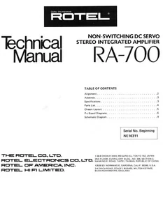 Service Manual-Anleitung für Rotel  RA-700  - Bild 1 von 1
