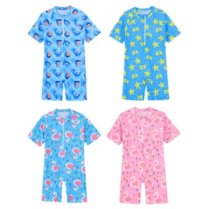 Kids Gilr's Jumpsuit UV Protection Bodysuit Beach Unitards Workout Leotard Pool - Picture 1 of 28