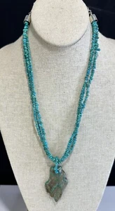 Jay King DTR Mine Find Turquoise Chunk Pendant Necklace 3 Strand Sterling Silver - Picture 1 of 6