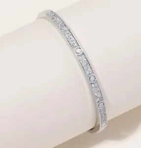 Love Bangle Slimline Cubic Zirconia In Silver - Foto 1 di 4