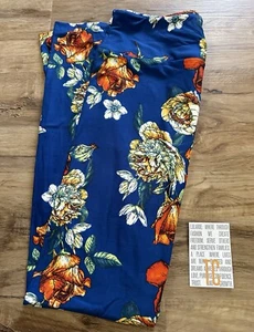 New Release LuLaRoe TC Tall & Curvy Leggings Beautiful Blue Flower Rose Print - Picture 1 of 3