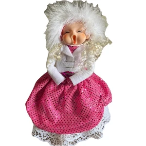 Vintage skurriles handgefertigtes Weihnachtslied singendes Mädchen rosa Kleid OOAK - Bild 1 von 10