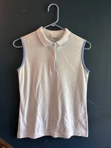 Vintage Jantzen Polo Tank Top 70s Small Collared Women’s Shirt Tennis White Blue - Bild 1 von 4