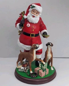 Danbury Mint Christmas Santa's Boxer Buddies Dog Figurine Love Boxers Statue - Picture 1 of 21