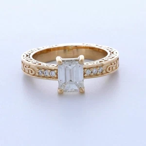 Verlobungsring Vintage 14K Rotgold 1,59 Karat Smaragd Lab-Grown Diamant G VS2 - Bild 1 von 5